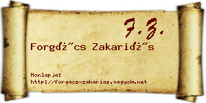 Forgács Zakariás névjegykártya